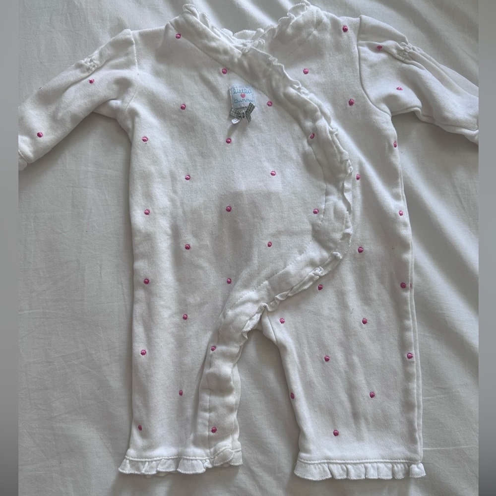 Absorba White and Pink Polka Dot Footie